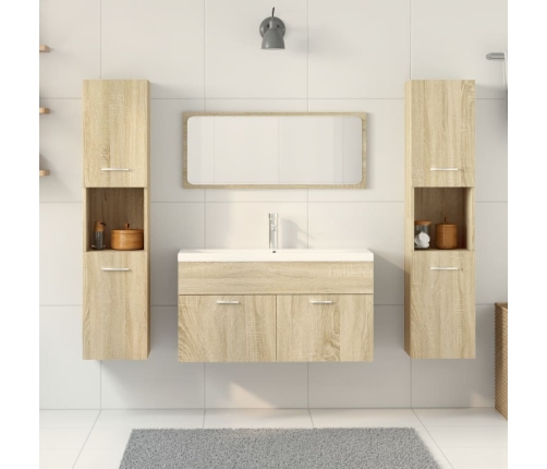 Juego de muebles de baño 5 pzas madera ingeniería roble Sonoma