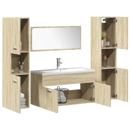 Juego de muebles de baño 5 pzas madera ingeniería roble Sonoma