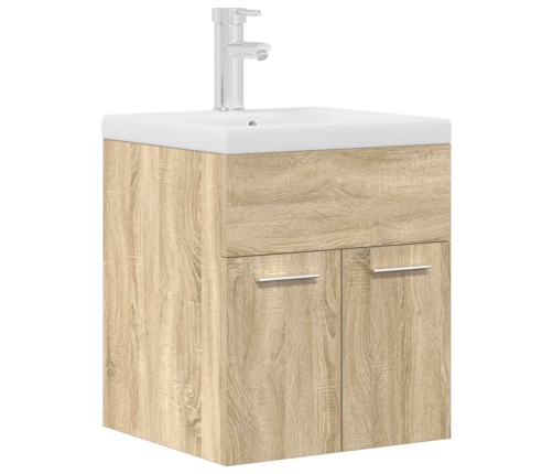 Mueble de baño con lavabo incorporado y grifo roble Sonoma