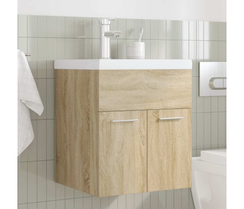 Mueble de baño con lavabo incorporado y grifo roble Sonoma