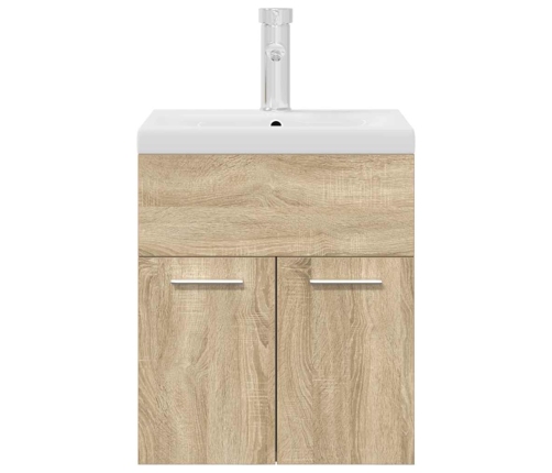 Mueble de baño con lavabo incorporado y grifo roble Sonoma