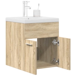 Mueble de baño con lavabo incorporado y grifo roble Sonoma