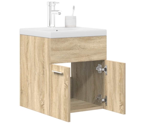 Mueble de baño con lavabo incorporado y grifo roble Sonoma