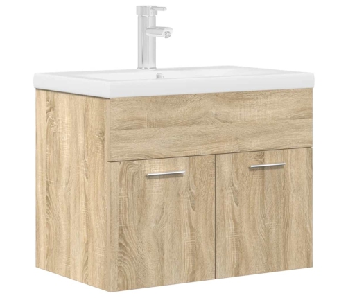 Mueble de baño con lavabo incorporado y grifo roble Sonoma