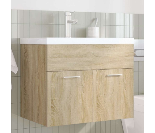 Mueble de baño con lavabo incorporado y grifo roble Sonoma