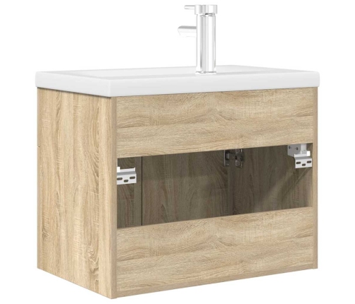 Mueble de baño con lavabo incorporado y grifo roble Sonoma