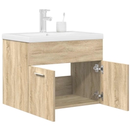 Mueble de baño con lavabo incorporado y grifo roble Sonoma