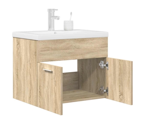 Mueble de baño con lavabo incorporado y grifo roble Sonoma