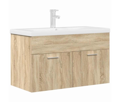 Mueble de baño con lavabo incorporado y grifo roble Sonoma