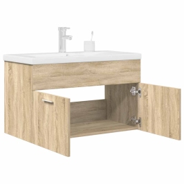 Mueble de baño con lavabo incorporado y grifo roble Sonoma