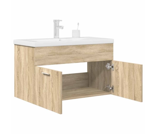 Mueble de baño con lavabo incorporado y grifo roble Sonoma