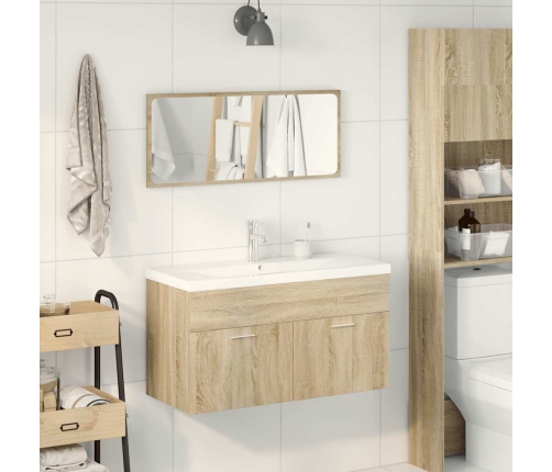 Set de muebles de baño 3 pzas madera contrachapada roble Sonoma