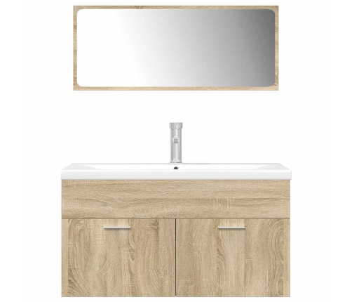 Set de muebles de baño 3 pzas madera contrachapada roble Sonoma