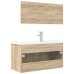 Set de muebles de baño 3 pzas madera contrachapada roble Sonoma