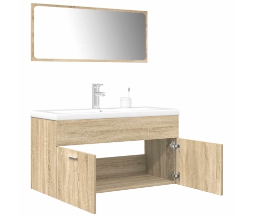 Set de muebles de baño 3 pzas madera contrachapada roble Sonoma