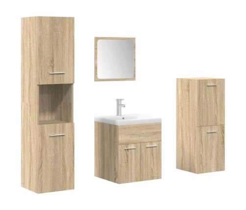 Juego de muebles de baño 5 pzas madera ingeniería roble Sonoma