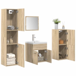 Juego de muebles de baño 5 pzas madera ingeniería roble Sonoma