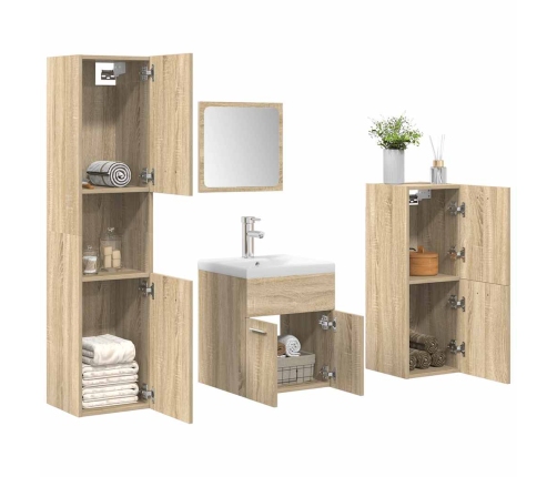 Juego de muebles de baño 5 pzas madera ingeniería roble Sonoma