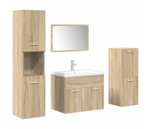 Juego de muebles de baño 5 pzas madera ingeniería roble Sonoma