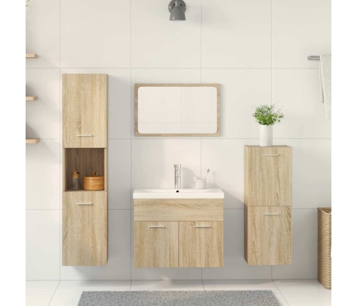 Juego de muebles de baño 5 pzas madera ingeniería roble Sonoma