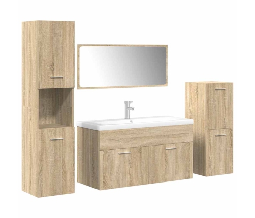 Juego de muebles de baño 5 pzas madera ingeniería roble Sonoma