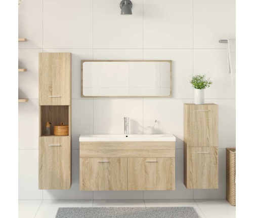 Juego de muebles de baño 5 pzas madera ingeniería roble Sonoma