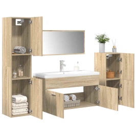 Juego de muebles de baño 5 pzas madera ingeniería roble Sonoma