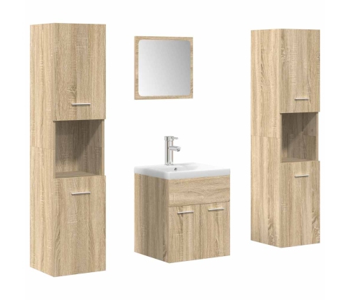 Juego de muebles de baño 5 pzas madera ingeniería roble Sonoma