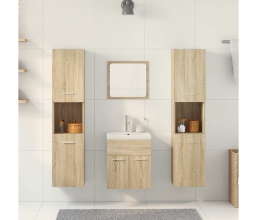 Juego de muebles de baño 5 pzas madera ingeniería roble Sonoma