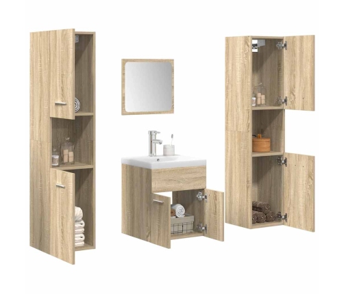 Juego de muebles de baño 5 pzas madera ingeniería roble Sonoma