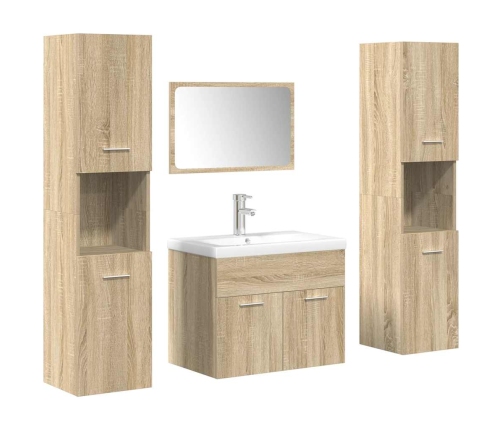 Juego de muebles de baño 5 pzas madera ingeniería roble Sonoma