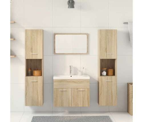 Juego de muebles de baño 5 pzas madera ingeniería roble Sonoma