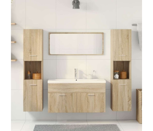 Juego de muebles de baño 5 pzas madera ingeniería roble Sonoma