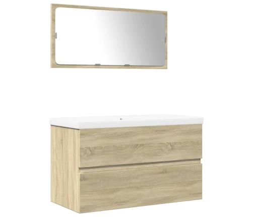 Set de muebles de baño 3 pzas madera contrachapada roble Sonoma