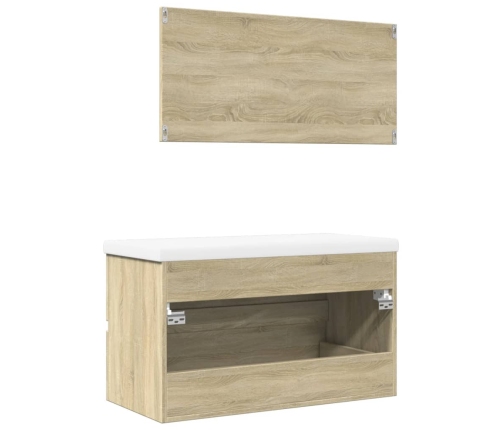 Set de muebles de baño 3 pzas madera contrachapada roble Sonoma