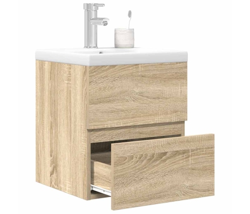 Set de muebles de baño 2 pzas madera contrachapada roble Sonoma