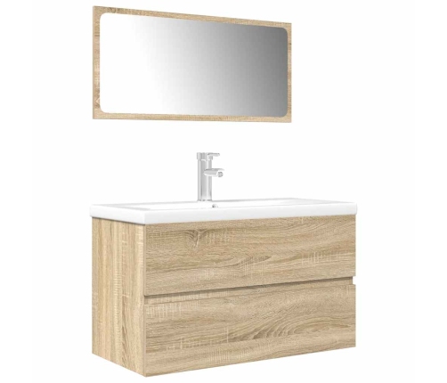 Set de muebles de baño 3 pzas madera contrachapada roble Sonoma