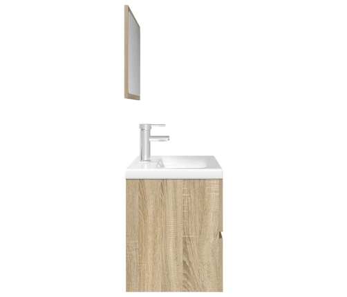 Set de muebles de baño 3 pzas madera contrachapada roble Sonoma