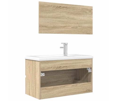 Set de muebles de baño 3 pzas madera contrachapada roble Sonoma