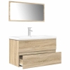 Set de muebles de baño 3 pzas madera contrachapada roble Sonoma