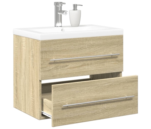 Set de muebles de baño 2 pzas madera contrachapada roble Sonoma