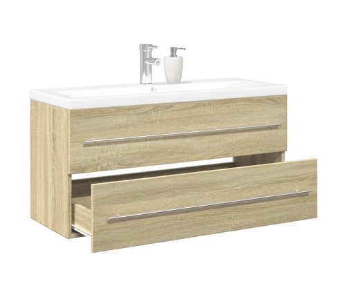 Set de muebles de baño 2 pzas madera contrachapada roble Sonoma