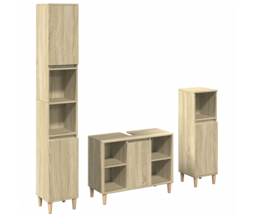 Set de muebles de baño 3 pzas madera contrachapada roble Sonoma