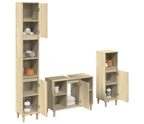 Set de muebles de baño 3 pzas madera contrachapada roble Sonoma