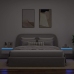 Mesitas de noche de pared con luces LED 2 unidades blanco