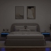 Mesitas de noche de pared con luces LED 2 unidades roble negro