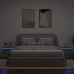 Mesitas de noche de pared con luces LED 2 uds gris hormigón