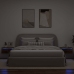 Mesitas de noche de pared con luces LED 2 uds roble ahumado