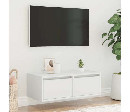 Mueble de TV con luces LED blanco 75x35,5x25 cm