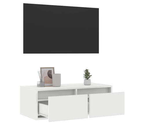 Mueble de TV con luces LED blanco 75x35,5x25 cm